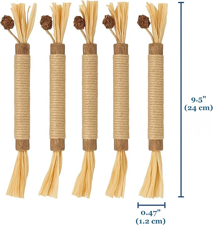 SunGrow Silvervine Sticks with Gall Fruit for Cats, Delicious Pet Snack for Kittens, Rabbits, Dogs, Oral Care Companion, Teething Chews, Chewing Treats with Bell, 7.7” (h) x 0.8 “(w), 5 Pieces