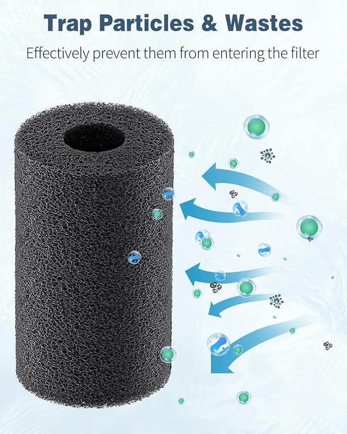 Pawfly 12 Pack Pre-Filter Sponge, 0.6" Aquarium Intake Filter Sponge Foam Cover Rolls for Small Fish Shrimp Fry Fish Tank Covers Accessories