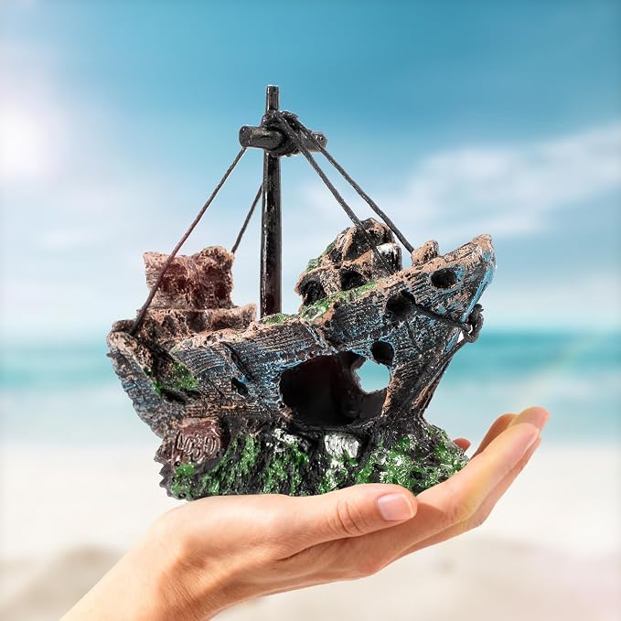 16 Pcs Aquarium Decor Set Shipwreck Decoration Little Diver Floating Fish Tank Decoration Fish Tank Plants