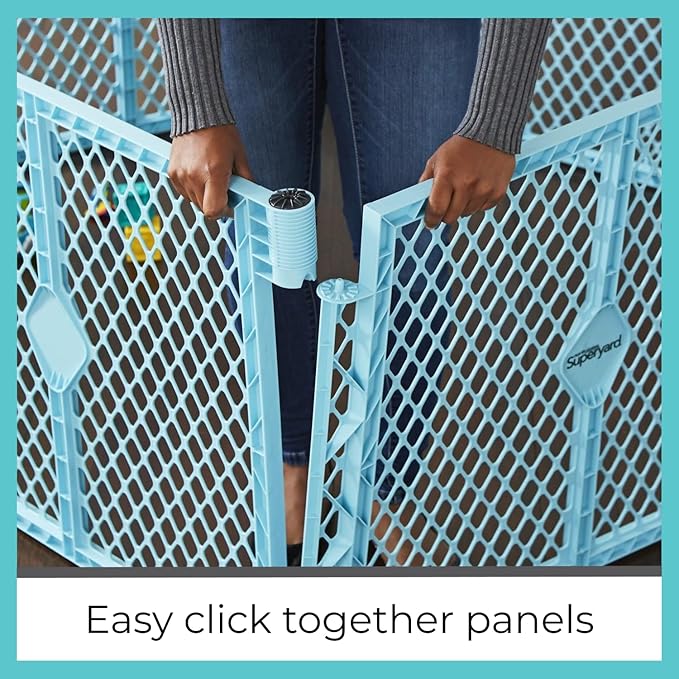 Toddleroo by North States - Superyard 2-Panel Extension: 65.5 Inch Play Yard Extension - Works with Superyard Playpens - Aqua
