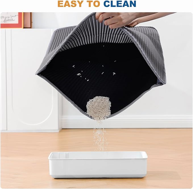 Cat Litter Mat, Large Kitty Litter Box Trapping Mat, 24x16'' Honeycomb Double Layer Urine & Waterproof, Washable Easy Clean, Litter Mats for Floor Less Waste, Anti-Slip