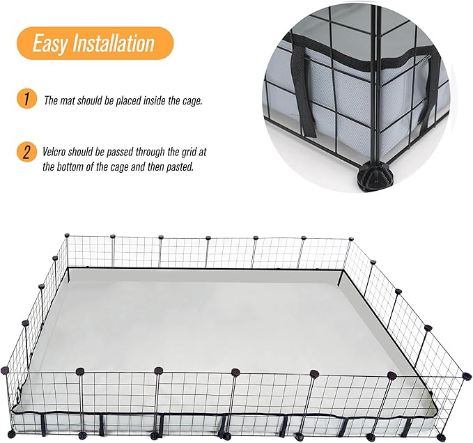 Guinea Pig Cage Liner Tarp Bottom Waterproof and Washable Base Also for Rabbits, Bunny, Chinchesillas, Hedgehog, Ferrets and Other Small Animals(48x72 inches)