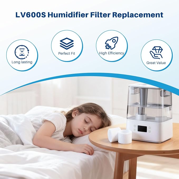 30 Pack Top Fill Humidifier Filter Replacement for LEVOIT Classic160 | Dual150, Dual200S, Classic300(S), LV600S, OasisMist 450S, Superior6000S Series Humidifiers to Improve Humidification
