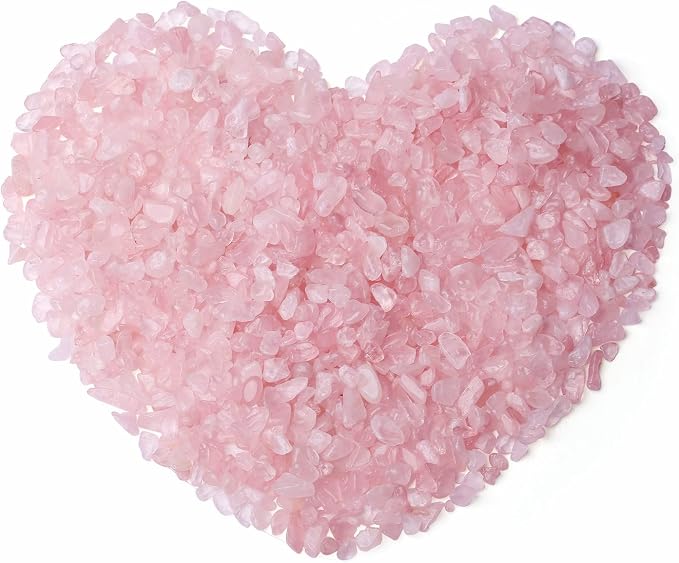Rose Quartz Crystal Gravel Polished Rocks Chips Crushed Stones Healing Bulk Natural Tumbled Gem Home Decoration Pebbles Aquarium Tank Plants Landscape Vase Filler Bottom Ornament 0.9lb 14.1 OZ