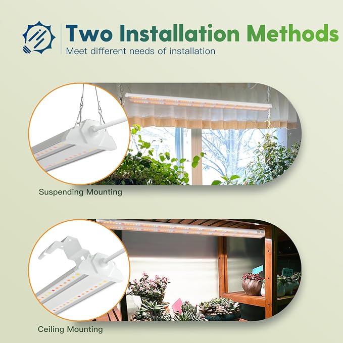 FREELICHT 4Pack 4FT Grow Light for Indoor Plants, 60W=350W, Full Spectrum | Linkable LED Grow Light, Sunlike Plant Lights for Hydroponic Seed Starting Veg & Indoor Gardeners, Plug in with On/Off Switch