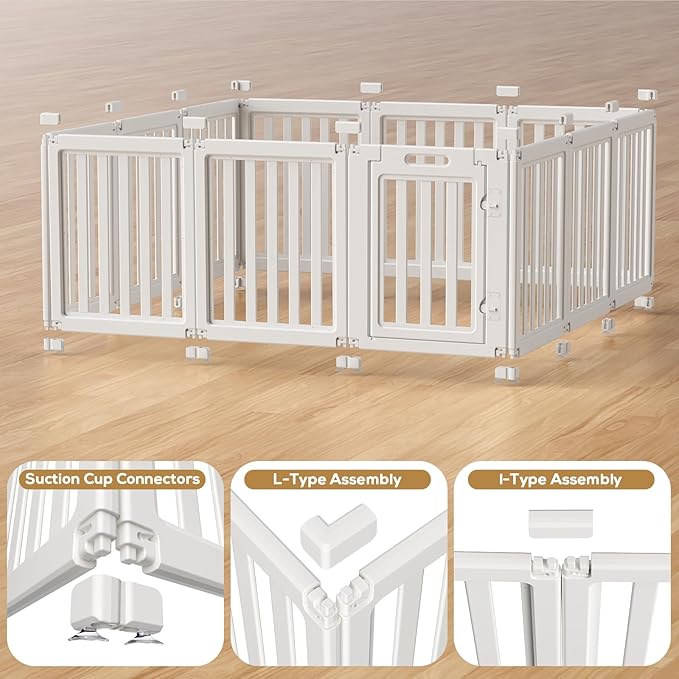 Dog Playpen, Clear Dog Pen, Dog Pen Indoor, Easy to Install and Remove Dog Play Pen, Puppy Playpen Suitable for Dogs, Cats,Dog Playpen Indoor (White, 30.3 inch Height, 12 Panels)