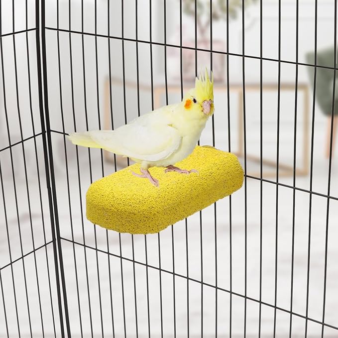 Bird Calcium Teeth Chew Toy Hamster Grinding Stone for Parrot Parakeet Cockatiel Rabbit Chinchilla Squirrel Cage Perch Stand (Random Color) (S)