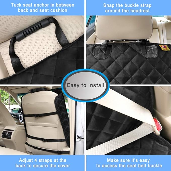 Bark Lover Deluxe Dog Seat Cover for Front Seat-More Durable Waterproof Front Seat Protector, High Heat Resistant and Nonslip Front Seat Cover for Dogs Kids, Universal Size (Black MAT)