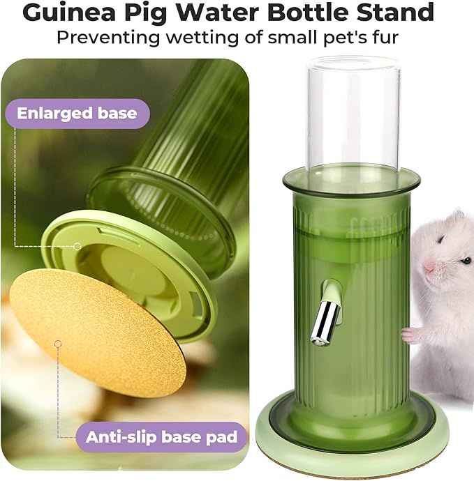 Mini&moe Hamster Water Bottle No Drip – 4 oz Guinea Pig Water Bottle for Glass Tank with Stand Leak Proof Small Animal Water Dispenser for Gerbil Chinchilla Ferret Squirrel Hedgehog
