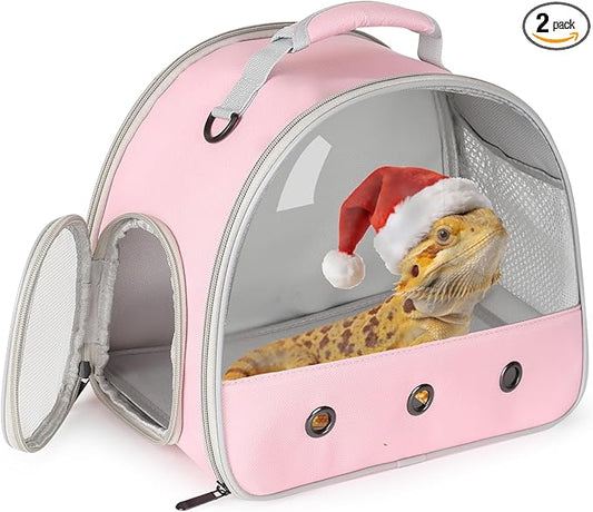 Bearded Dragon Carrier,Lizards Cage,Hamster Outdoor Used,Small Animal Travel Carrier for Sugar Glider Hedgehog Rat Parrot Bird Guinea Pig, Portable Guinea Pig Travel Carrier for Two