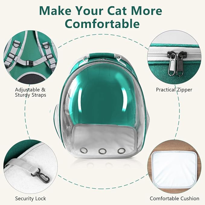 Pet Carrier Backpack Expandable for Cats and Small Dogs, Breathable Anti-Collapse Design, Airline Approved Travel Backpack for Hiking and Outdoor Use (Back Expandable-Green)