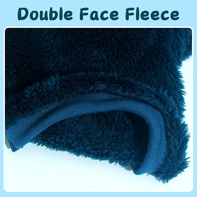 2 Pieces Dog Sweaters for Boy Fall Winter Warm Puppy Clothes Fleece Chihuahua Sweater Cute Clothes for Male Cat, Blue, Dark Green, Small