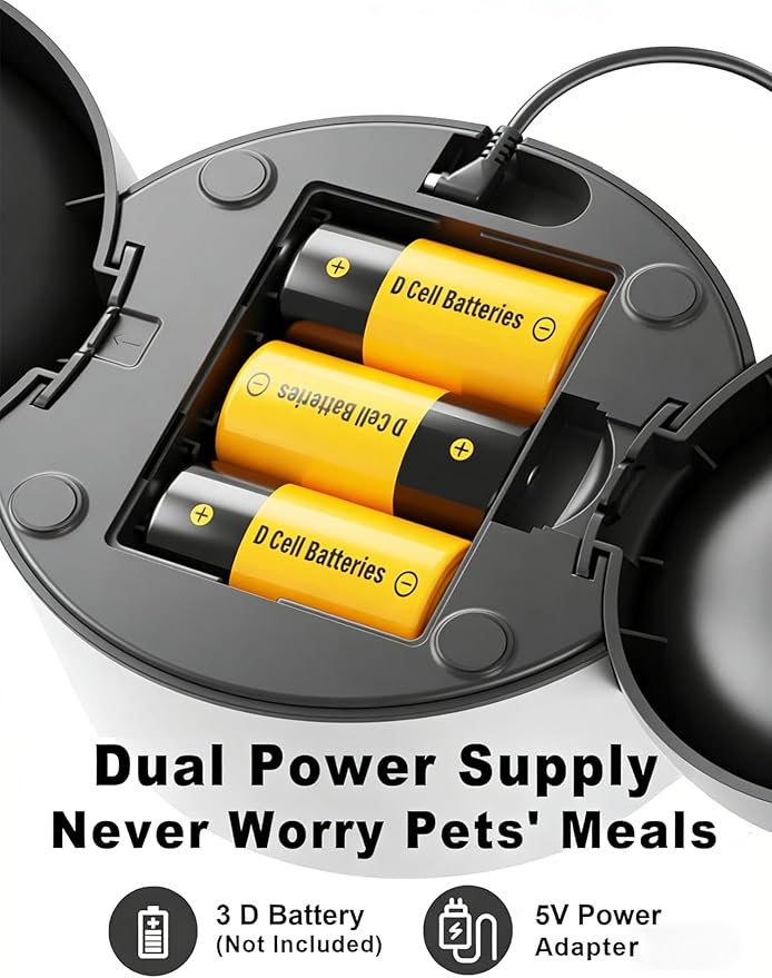 Automatic Cat Feeder, 2.4GHz WiFi Automatic Dog Food Dispenser, Fresh Protection, 4.5L Timer Feeder, Personalized Recording 10 Seconds, Easy to Clean, Stainless Steel Bowl (Double/Black)