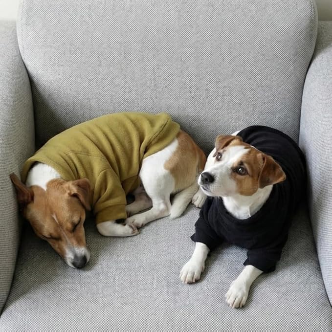 Fitwarm 3 Pack Classic Fleece Dog Sweater, Winter Clothes for Small Dogs Boy Girl, Turtleneck Dog Sweatshirt, Pet Pullover Jumper, Cat Apparel, Black, Olive Green, Cream, XL