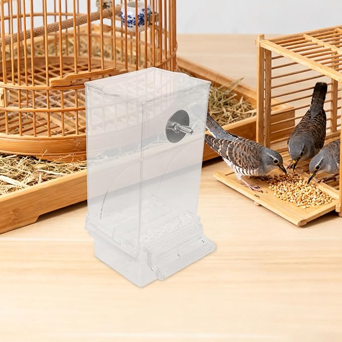 VICASKY Hanging Bird Feeder with Husk Separator, No-Spill Cage Seed Dispenser for Parrots and Small Birds, 1pcs Poultry Feeding Trough Suitable for Indoor and Outdoor Use
