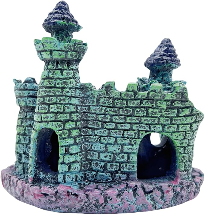 Small Aquarium Castle Decor , Mini Cute Fish Tank Castle Ornaments , Little Fish Fish Larvaes Shelter Shrimp Hide Caves Hideout for Small Medium Fish Tank Crab Shrimp Betta Cichlid Tank Decor (Blue)