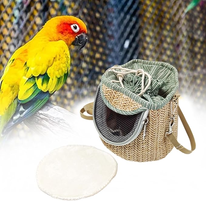 Baoblaze Bird Carrier Bag Shoulder Bag Cage Portable Cage Travel Bag Outdoor Parrot Bag Crossbody for Parakeets Small Birds Lovebirds, Light Green