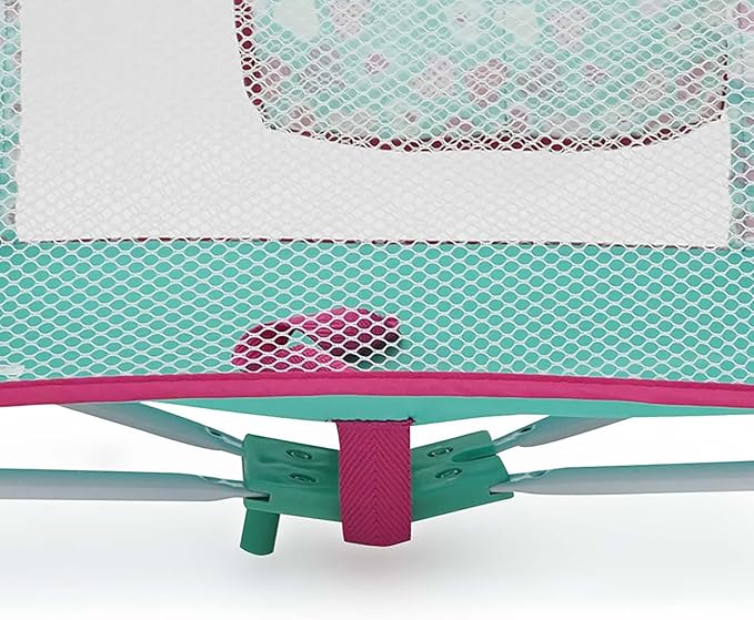 509 Crew: Mint Heart - Dream n' Fun Doll Play Yard - Pink & Green, Portable Sleep Crib, Storage Pockets, Toys-Dolls-Stuffed Animals Accessory, Kids 3+