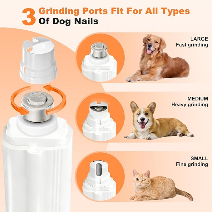 2-in-1 Dog Nail Grinder & Cat Nail Clippers Trimmers for Large Medium Small Dogs Cats Claw Trimmer Quick Sensor with 2 LED Lights Safety Guard USB Rechargeable Dogs Nail Trimmer (White)