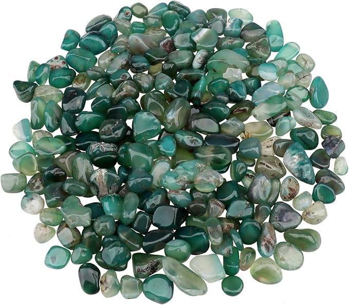 Aquarium Decor Gravel 0.96LB Natural Pebbles Fish Tank Stones Vase Filler Succulent Rocks Polished Crushed Bulk Irregular Shaped - Green