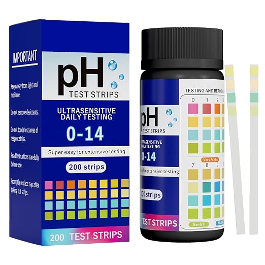 pH Test Strip 0-14 - 200 Strips Universal Litmus Paper Quick Reliable pH Testing Kit for Liquid Testing, Drinking Water, Saliva, Aquariums, Labs and Soap Making