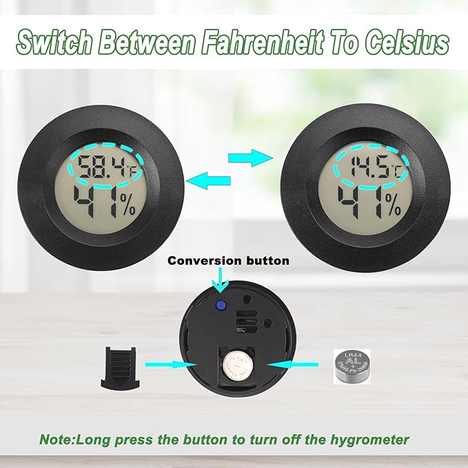 Serundo Auto Digital Hygrometer Thermometer Indoor/Outdoor Hygrometer 2PC | Mini Size,LCD,℉/℃ Conversion,Fast Response, Outdoor Thermometer with Humidity for Reptile Greenhouse Cellar 3D Printer
