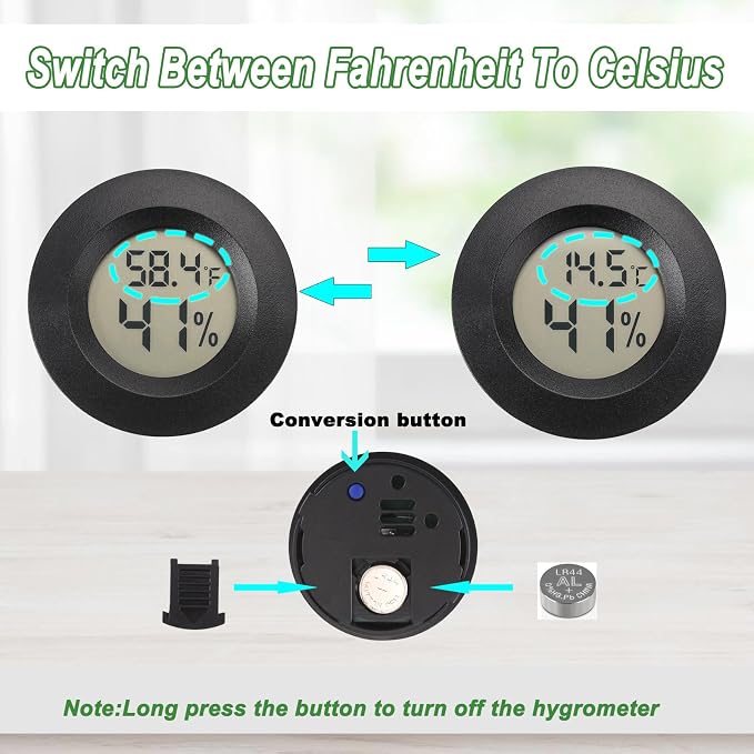 Serundo Auto Digital Hygrometer Thermometer Indoor/Outdoor Hygrometer 20PC | Mini Size,LCD,℉/℃ Conversion,Fast Response, Outdoor Thermometer with Humidity for Reptile Greenhouse Cellar 3D Printer
