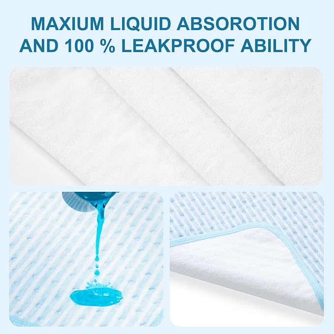 Bed Pads for Incontinence Washable, 40"x55" Large Reusable Waterproof Soft Wetting Underpad for Adults, Elderly, Seniors, Women, Kids & Pets, Machine Washable Pad for Bed, Sofa-Blue