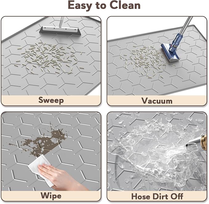 Garoopion Cat Litter Box Mat, Large 40" X 28" Litter Trapping Mat for Cats, Waterproof Silicone Pad for Floor, Gray