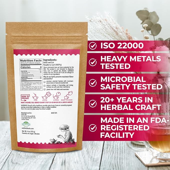 4 oz. Raspberry Leaf Tea Rasberry Leaf Herbs (Rubus Idaeus Folium) - 113g Rasberry Leave Tea Hojas De Frambuesa