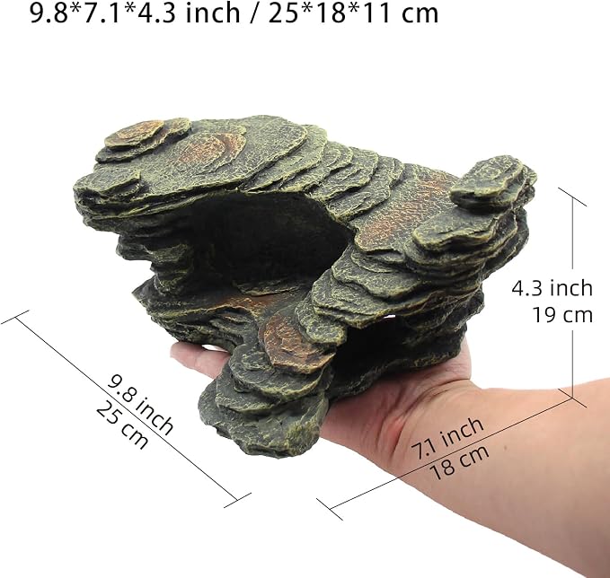 relaqcc Turtle Basking Platform Shale Scape Step Ledge, Reptile Ladder Resting Terrace Aquarium Decor, Great for Reptiles, Amphibians, Frogs, Small Turtle