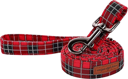 Unique style paws Christmas Dog Leash Matching Black Red Plaid Themed Collar for Dogs and Cats-XS