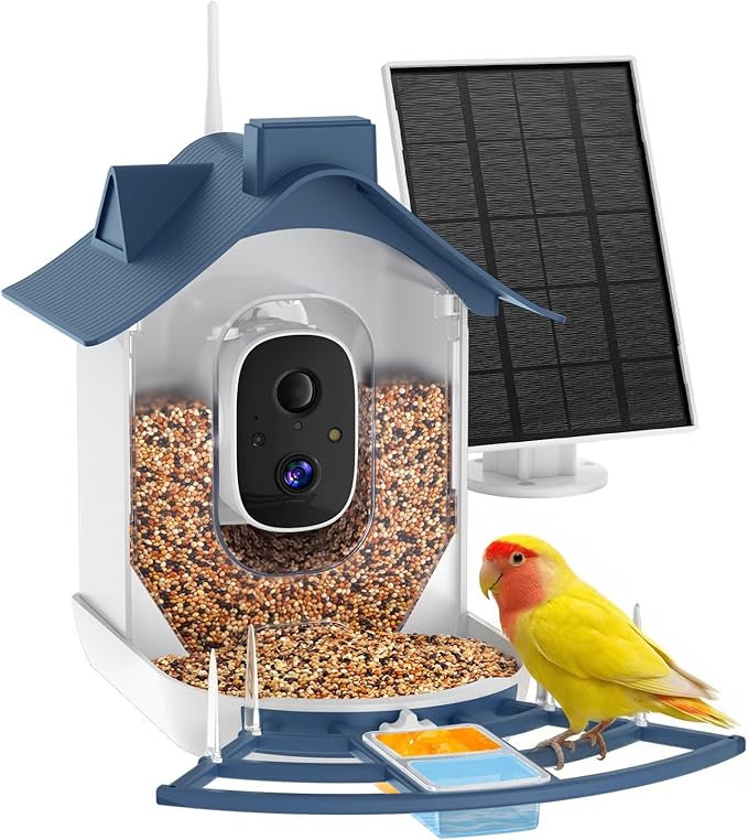 Mother’s Day Present for Mom, Smart Bird Feeder with Camera, AI Bird Identification, Solar Powered Wireless Outdoor Bird Watching Camera, Auto Capture Video & Instant Notifications for Bird Lovers