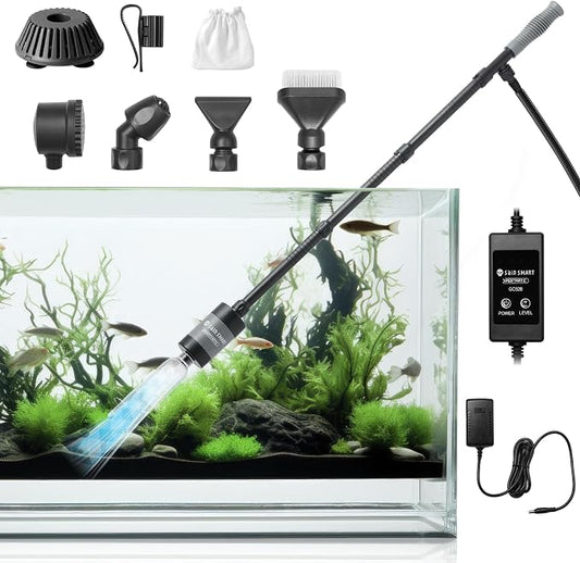 SainSmart XpertMatic Aquarium Gravel Cleaner, 528GPH/28W Powerful Fish Tank | Adjustable Water Flow Aquarium Cleaner Kit, Electric Gravel Vacuum for Sand Washing and Water Changing