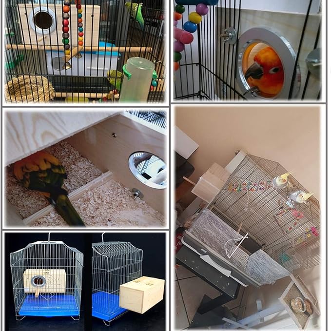 Hamiledyi 2PCS Parakeet Nesting Box Bird House Bird Nest Wood Breeding Box Parrot Mating Box for Parrot Lovebirds Cockatiel Conure Cockatoo Budgie Finch Canary（Style A）