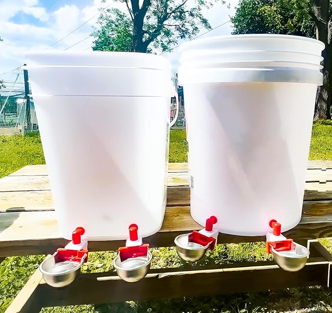 Rac Paws by RentACoop DIY Auto-Fill Metal Cup Waterer Kit - Great for Small Animals, Pets, Bunnies, Ferret, Chickens, Hamsters, Guinea Pigs, Rabbits, Chinchillas, Mice, Rats - 2 Pack