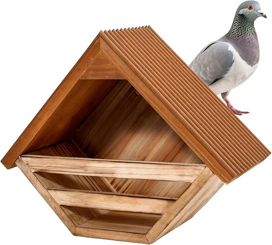 Wooden Dove Nesting Box for Outside, Open Mourning Dove House, Outdoor Weatherproof & Ventilated Pigeon House, Safe & Roosting Shelter for Pigeons, Doves & Medium Birds, Design for Garden, Balcony