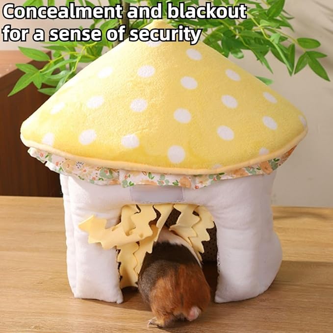 Guinea Pig Hideout, Mushroom Shaped Guinea Pig Tunnel, Small Animal Cage Accessories for Bunny, Hamster, Chinchilla, Ferret, Rabbit and Other Pets (Small)