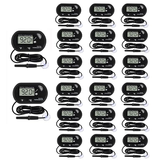 20Pcs Aquarium Thermometer Fish Tank Thermometer Reptile Fahrenheit Terrarium Water Temperature Indicator Test Digital with LCD Display Fahrenheit/Celsius