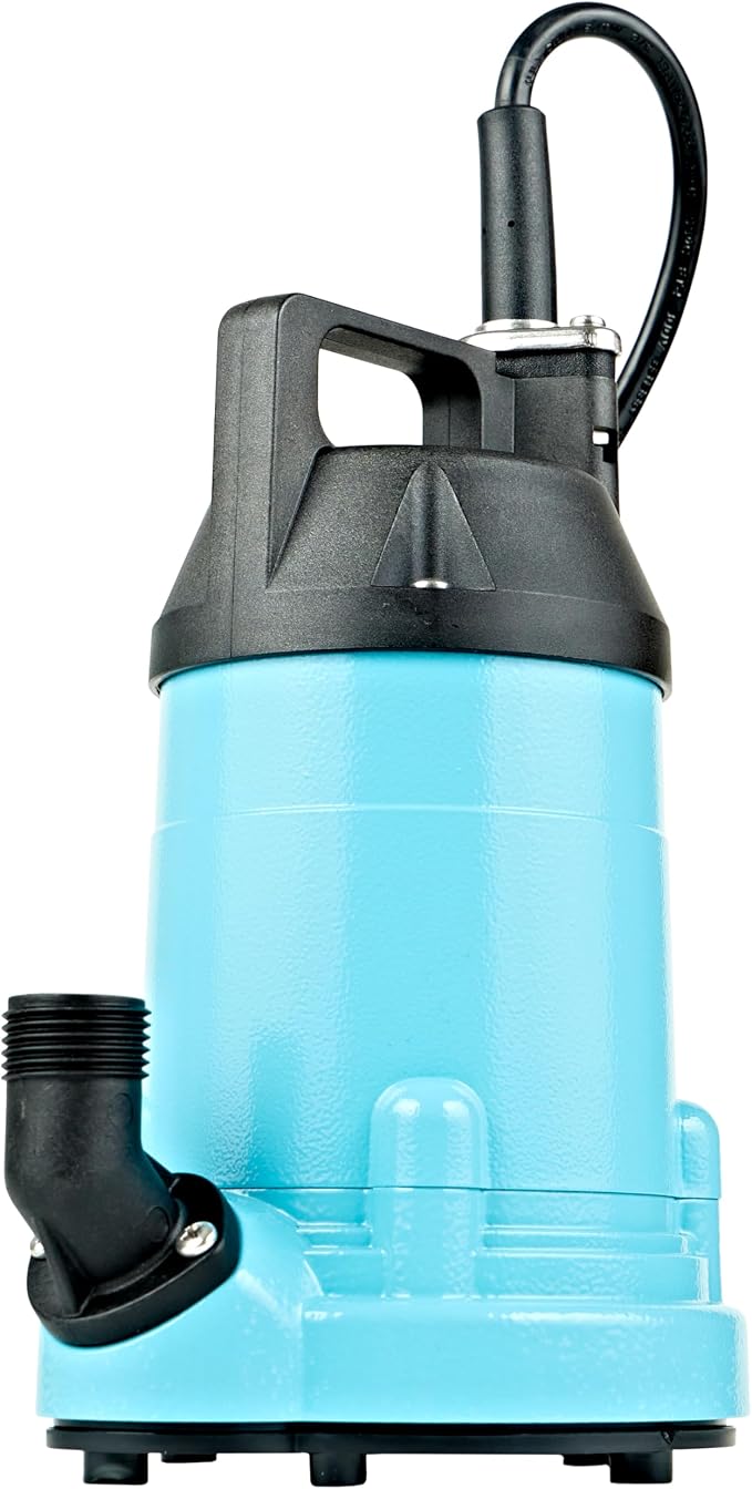 Little Giant 6-MSP 115V, 1/3 HP Manual Aluminum Utility Pump, 10' Cord | 2130 GPH, General Water Transfer/Circulation, Submersible, Epoxy-Coated, No Switch, Fits 3/4" Garden Hose, 14942783