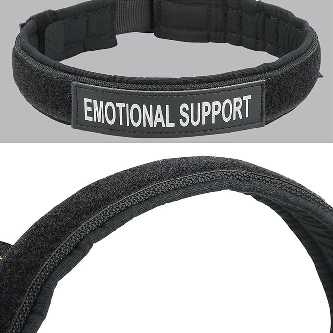 EXCELLENT ELITE SPANKER Tactical Small Puppy Dog Collar Nylon Adjustable Heavy Duty Military for Small Medium and Large Dogs Pet Soft Padded Dog Collar(BLK-L)