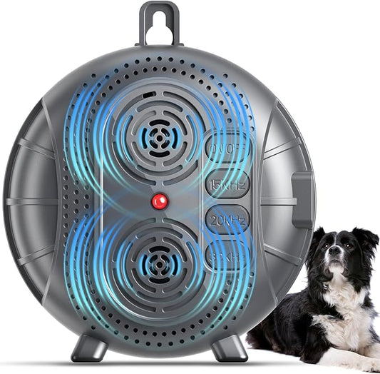 Anti Barking Device for Dogs, Rechargeable Ultrasonic Bark Box with 3 Adjustable Modes, Safe 35FT Dog Bark Deterrent Device & Dog Barking Silencer for Indoor and Outdoor Use (Gray)