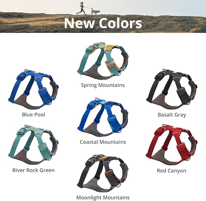 Ruffwear, Front Range Dog Harness, Reflective Soft Padded Everyday Harness with Dual Leash Clips, Adjustable and Lightweight Fit for Training or Walking for All Dogs, Twilight Gray, XX-Small