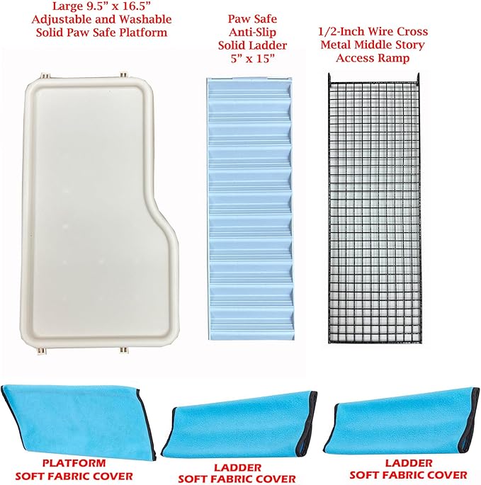 X-Large 31"x18.5"x53.5"H 4-Tiers Deluxe Two Full Story Double Unit Double Large Front Doors Tight 1/2-inch Wire Spacing for Feisty Ferret Hammock Chinchilla Cat Sugar Glider Critter Home On Wheels