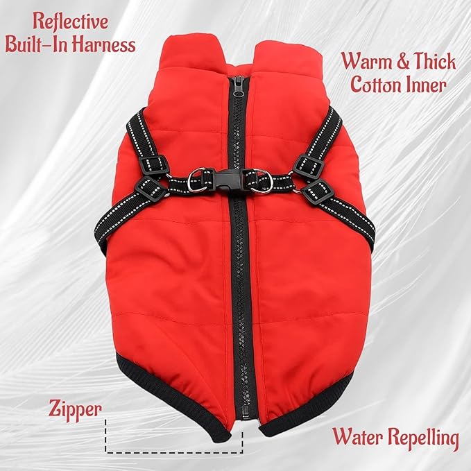 1 PCS (Suitable for 8 to 10 pounds) 3 in 1 Winter Jacket for Dogs, Cozy and Warm Dog Coat, Water-Resistant Outer Layer, Adjustable Straps for Secure Fit, Ideal for Cold Weather, Small to Large Sizes