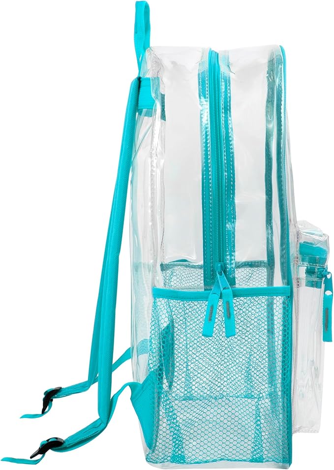 Trail maker Clear Backpack Heavy Duty with Padded Straps, Side Pockets for Kids, Boys, Girls, School, Stadium Approved Events