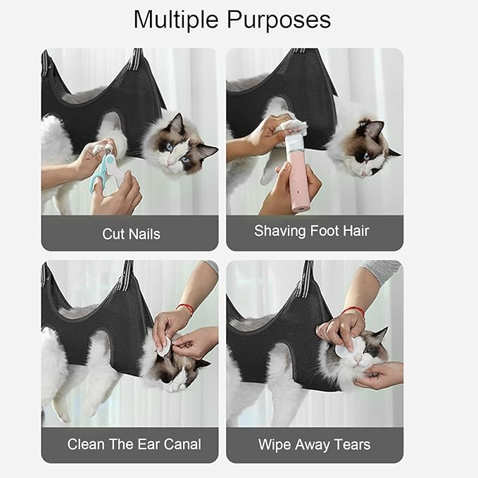 Cat Grooming Hammock, Secure Restraint Comfortable Breathable Fabric Pet Grooming Hammock, Dog Sling with Hook and Loop Straps for Cats Salon (XS)