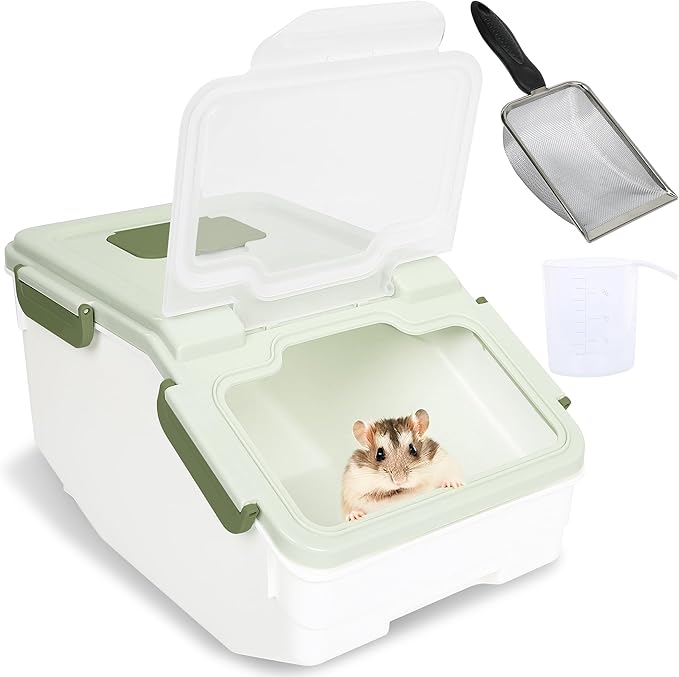 IOKHEIRA Extra Large Chinchilla Sand Bath Kit - Plastic Dust Bath House with Sand Cup & Shovel, Pet Shower Room for Hamster Hedgehog Guinea Pig Squirrel & Small Animals (Green)