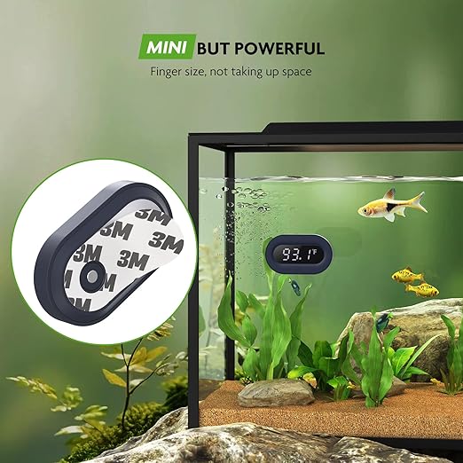 PAIZOO Fish Tank Thermometer, LED Digital Aquarium Thermometer Highly Accurate Temperature Measurement, Tank Thermometer for Freshwater and Saltwater, White Display ±0.9℉
