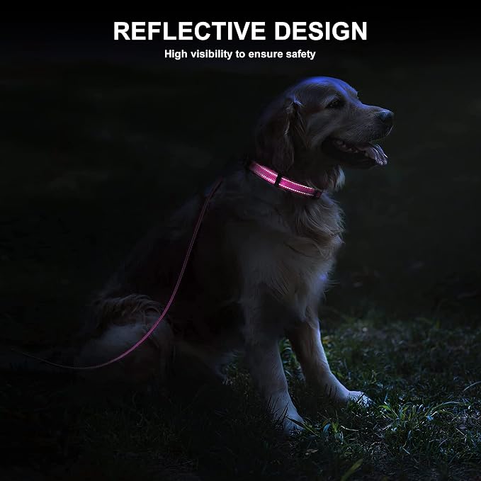 Soft Neoprene Padded Dog Collar and Leash Set for Small Medium Large Dogs, Reflective Durable Nylon Dog Collar with 5ft Leash Easy for Walking, Hot Pink,Neck fit 10.5-15.5’’